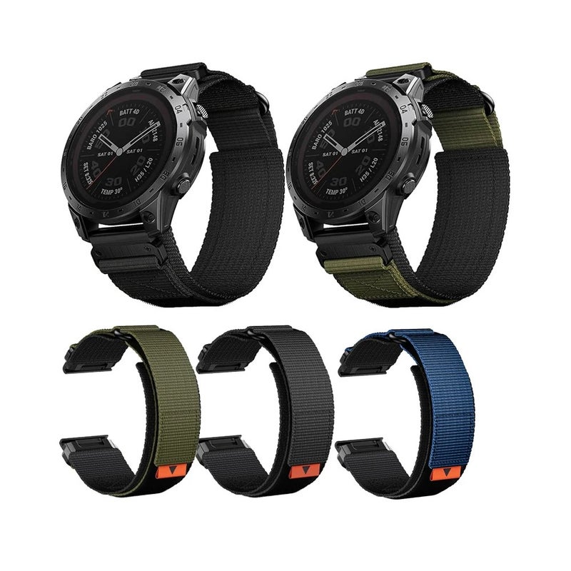 Bluejw Lionorm Quick Fit Nylon Watch Band 22mm 26mm - Breathable Replacement Strap for Garmin Fenix 7 7X 6 6X 5 Tactix Series - Image 3