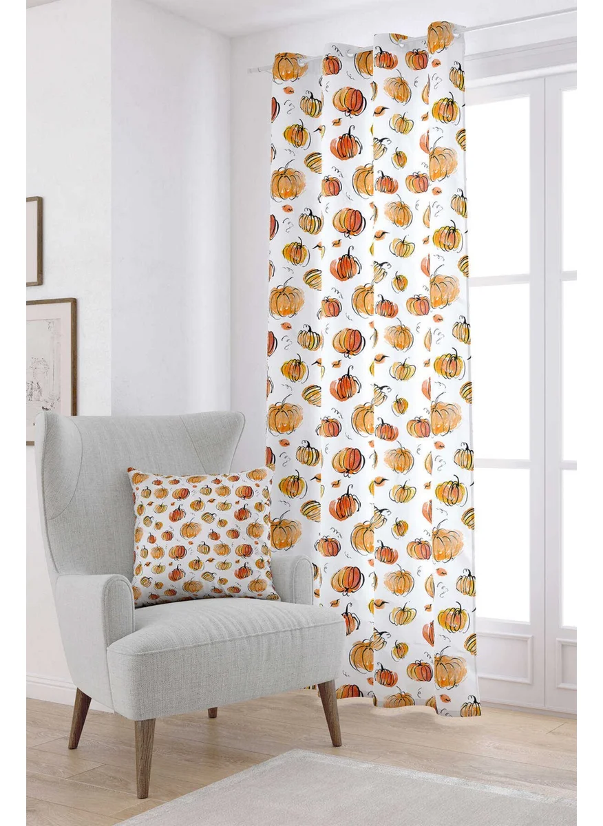 Cango Home Orange Halloween Pumpkin Patterned Digital Printed Curtain CGH753-PR