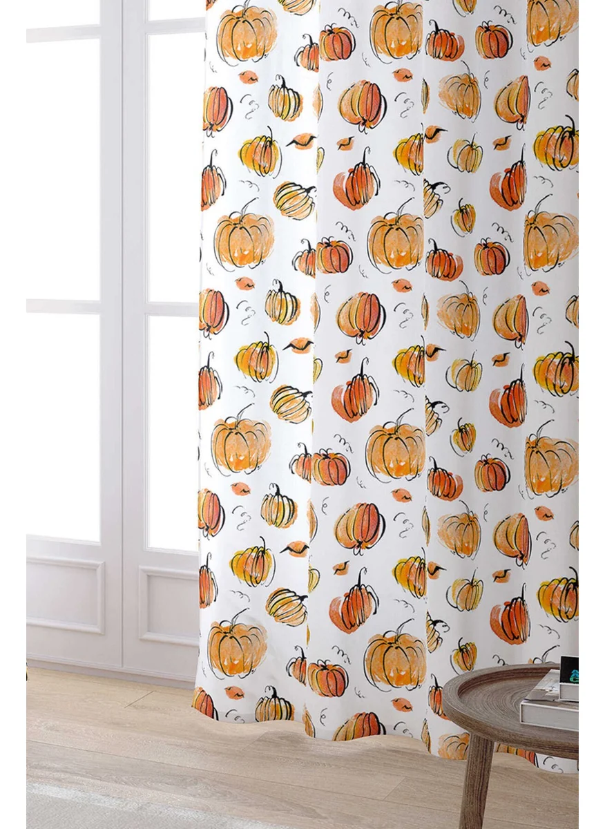 Cango Home Orange Halloween Pumpkin Patterned Digital Printed Curtain CGH753-PR