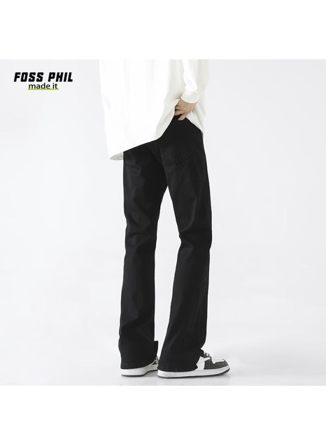 Foss Phil Men's Jeans, Summer High Street Vibe Thin Casual Slim Straight-leg Slimming Slightly Flared Trousers, G38 Black 2XL - Image 4