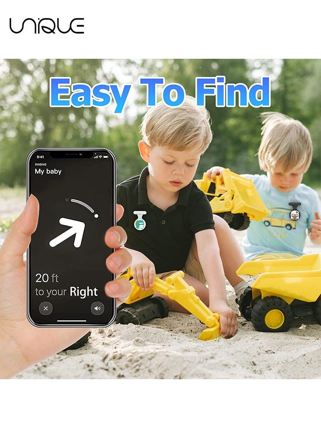يونيك 2 + 4 قطع حامل Air Tag للأطفال ، مخفي Apple Air Tag Brooch المحمولة ، قلادة ، حزام ، معصمه GPS Tag إكسسوارات للأولاد (أسود ، أبيض)  - Image 4