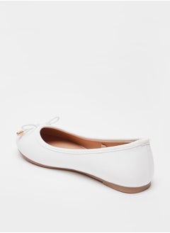 MISSY Girls Solid Slip-On Round Toe Ballerina Shoes with Bow Accent with Cushioning  - Image 3