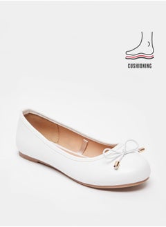 MISSY Girls Solid Slip-On Round Toe Ballerina Shoes with Bow Accent with Cushioning  - Image 2