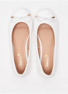 MISSY Girls Solid Slip-On Round Toe Ballerina Shoes with Bow Accent with Cushioning  - Image 5