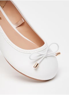 MISSY Girls Solid Slip-On Round Toe Ballerina Shoes with Bow Accent with Cushioning  - Image 4