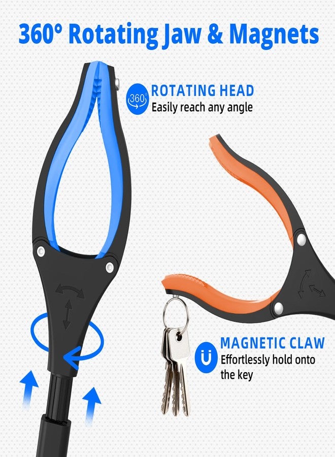 NOEAIKE 2-Pack 32"Grabber Reacher Tool,Foldable Reacher Grabber Pickup Tool with 360°Rotating Jaw & Magnetic Tip,GarbageTrash Picker Upper Grabber,Lightweight Grabbers for Seniors/Elderly(Orange/blue) - Image 3