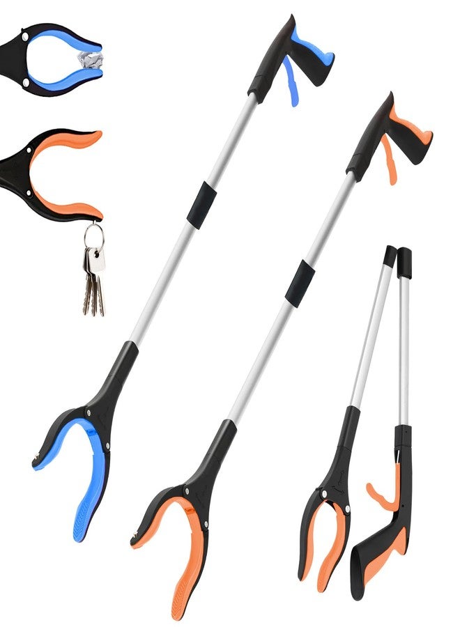 NOEAIKE 2-Pack 32"Grabber Reacher Tool,Foldable Reacher Grabber Pickup Tool with 360°Rotating Jaw & Magnetic Tip,GarbageTrash Picker Upper Grabber,Lightweight Grabbers for Seniors/Elderly(Orange/blue) - Image 1