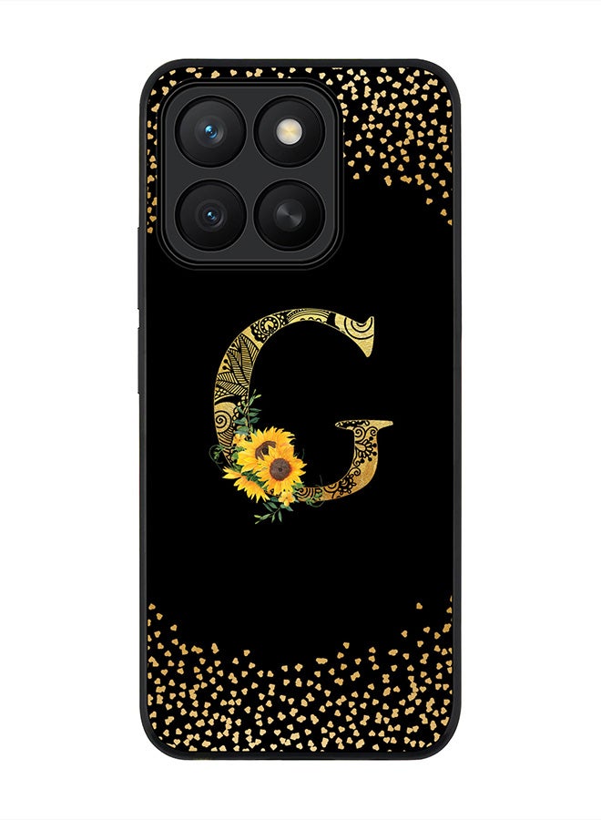 Stylizedd For Honor X8c Case,Slim fit Camera Protection, Shockproof Thin Phone cover  - Custom Floral Monogram - G ( Black )