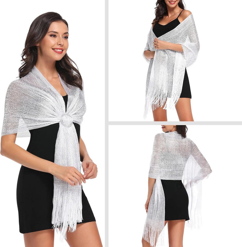 vimate Sparkling Metallic Shawls and Wraps for Evening Party/Wedding/Formal Dresses (With Free Buckle) - Image 4