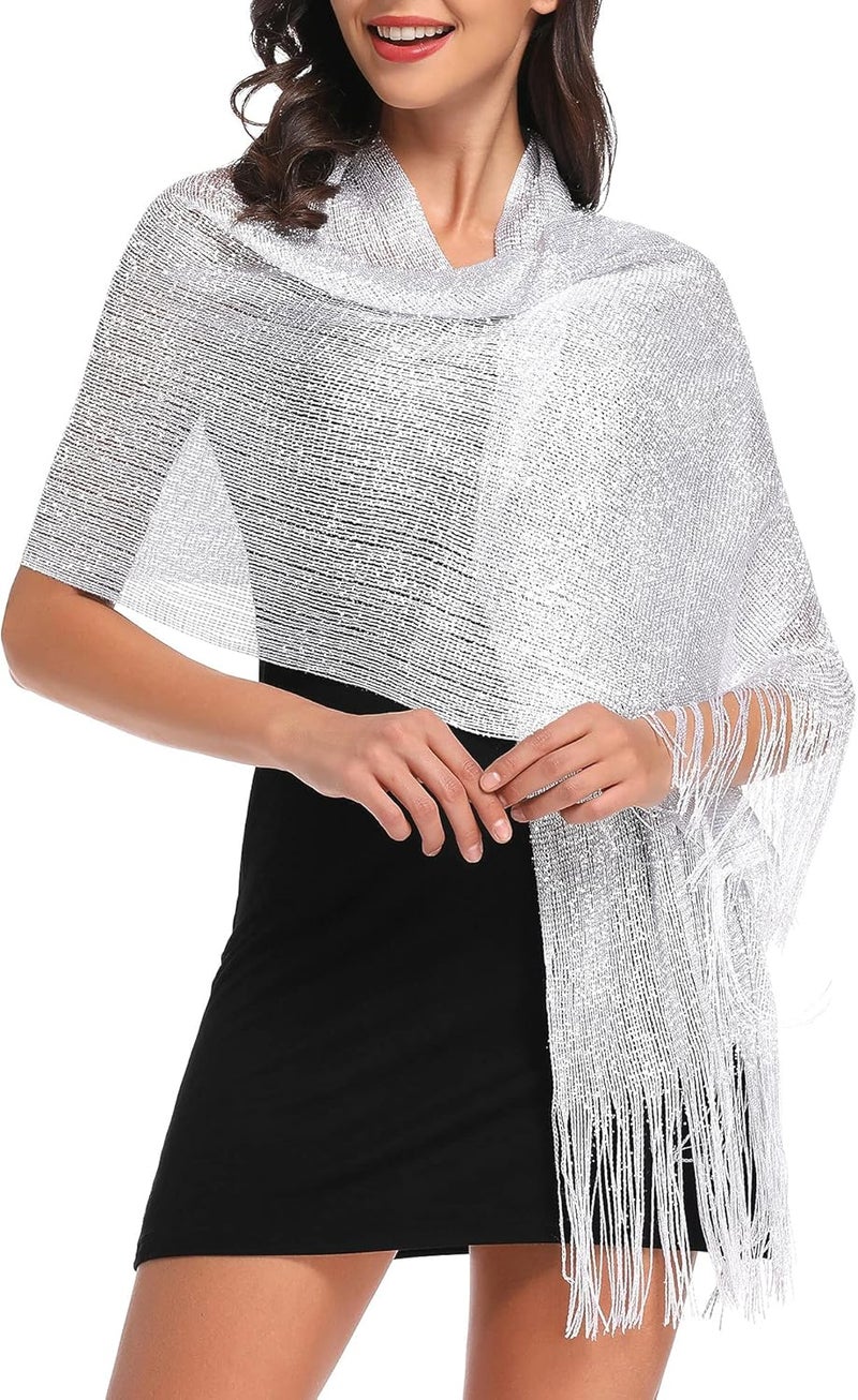 vimate Sparkling Metallic Shawls and Wraps for Evening Party/Wedding/Formal Dresses (With Free Buckle) - Image 1