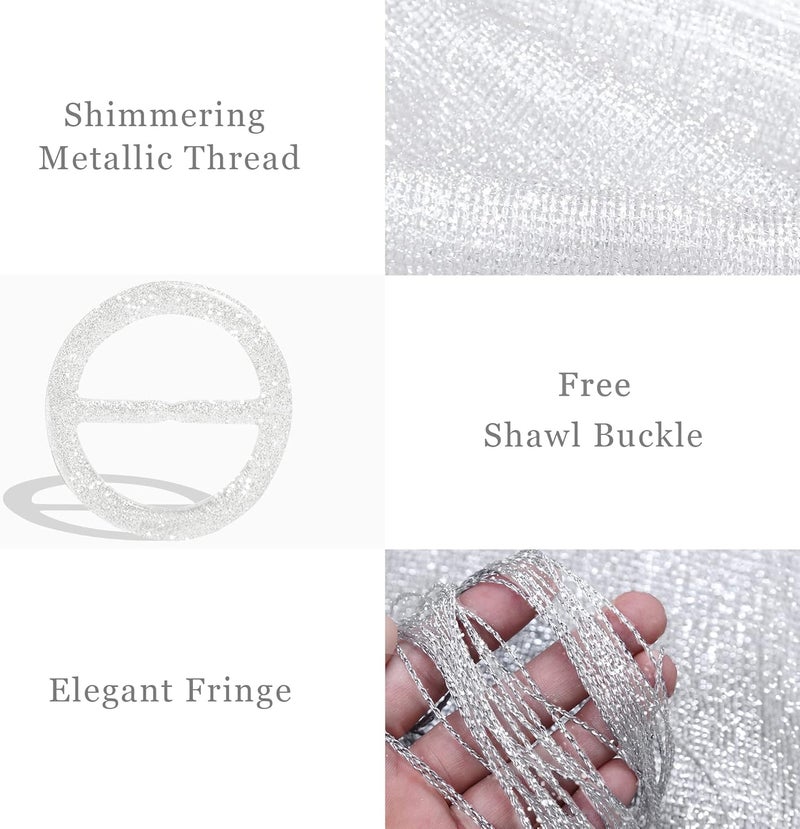 vimate Sparkling Metallic Shawls and Wraps for Evening Party/Wedding/Formal Dresses (With Free Buckle) - Image 2