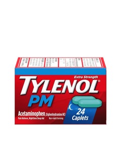TYLENOL PM Extra Strength Pain Reliever And Sleep Aid Caplets, 500 mg Acetaminophen, 24 ct  - Image 1