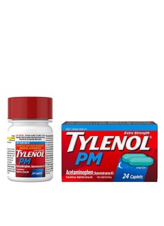 TYLENOL PM Extra Strength Pain Reliever And Sleep Aid Caplets, 500 mg Acetaminophen, 24 ct  - Image 3
