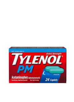 TYLENOL PM Extra Strength Pain Reliever And Sleep Aid Caplets, 500 mg Acetaminophen, 24 ct  - Image 2