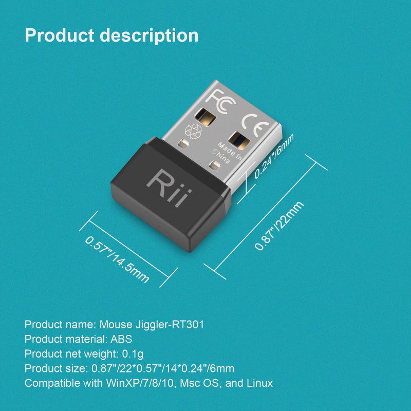 Rii Mouse Jiggler Undetectable USB Mouse Jigglers Automatic Mover Wiggler, No Software,Plug and Play, Simulate Movement to Keep PC Computer Laptop Awake - Image 3