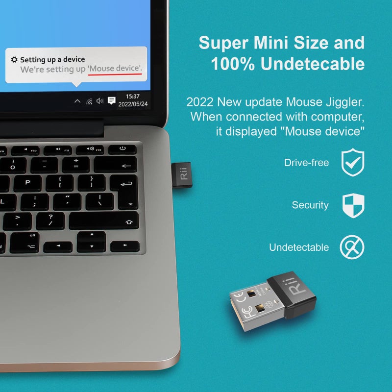 Rii Mouse Jiggler Undetectable USB Mouse Jigglers Automatic Mover Wiggler, No Software,Plug and Play, Simulate Movement to Keep PC Computer Laptop Awake - Image 5