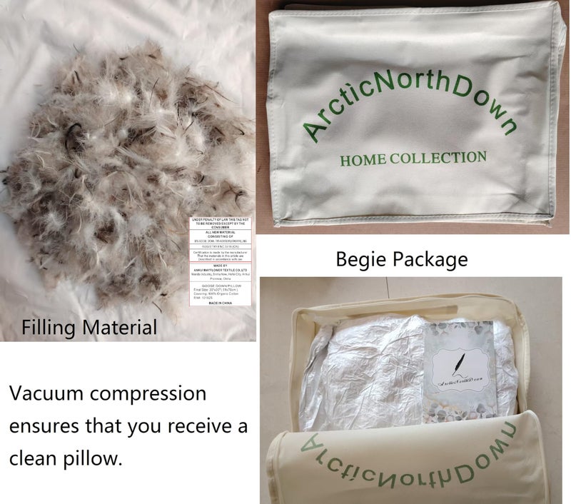 ArcticNorthDown Standard Goose Down Feather Hotel Collection Bed Pillows for Sleeping One Pillow for Back, Stomach or Side Sleepers Stripe White Color - Image 2