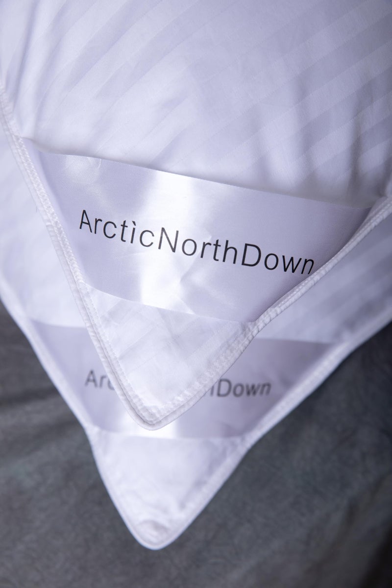 ArcticNorthDown Standard Goose Down Feather Hotel Collection Bed Pillows for Sleeping One Pillow for Back, Stomach or Side Sleepers Stripe White Color - Image 5