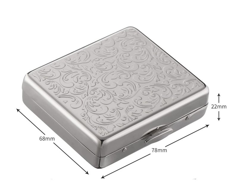 EYIDADAE Fashion Elegant Medicine Portable Double Protection Switch Metal Travel Pill Box (7 Days) /8 Compartment (Light Silver) - Image 2