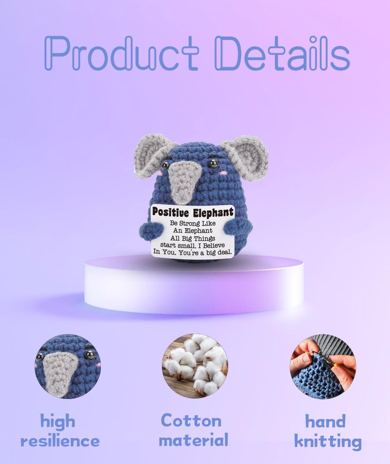 INIMAGINE IN-IMAGINE Crochet Toys, Kid Toys, Adorable Mini Crochet Elephant A Funny and Positive Handmade Delight It is The First Choice for Giving Gifts Gift - Image 2