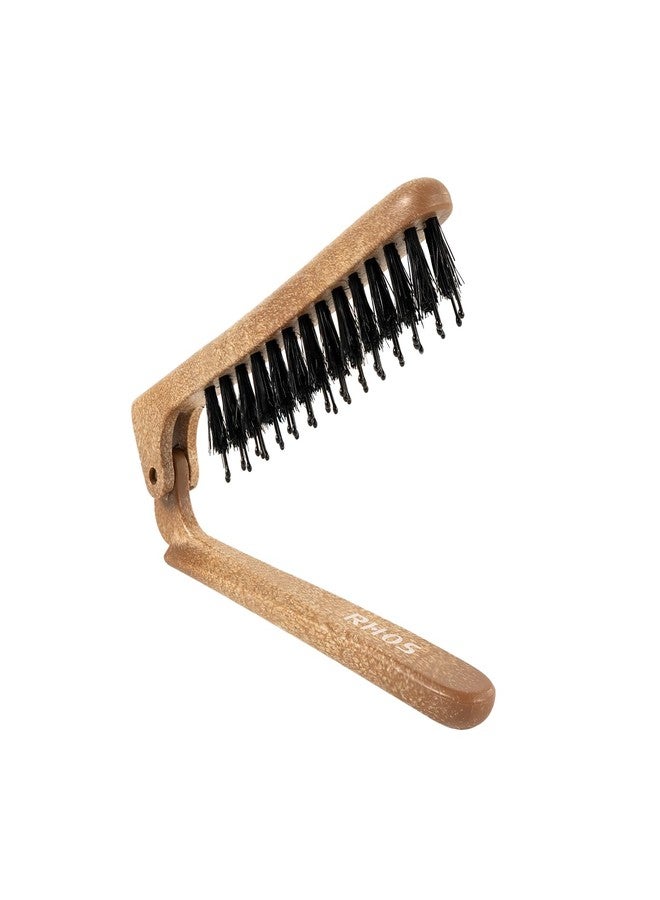 RHOS Boar Bristle Foldable Hair Brush, Portable Edge Brush, Lipstick-sized Slick Back Brush for On-the-go and Traveling Purpose - Image 1