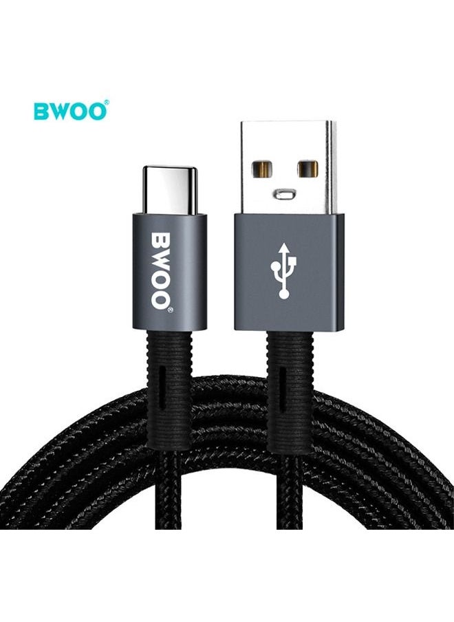 بوو 2.4A USB إلى Type-C سريع الشحن كابل نقل البيانات (1 متر) - أسود  - Image 1