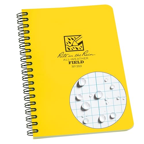 Rite in the Rain Weatherproof Side Spiral Notebook, 4.625" x 7", Yellow Cover, Field Pattern (No. 353) - Image 1