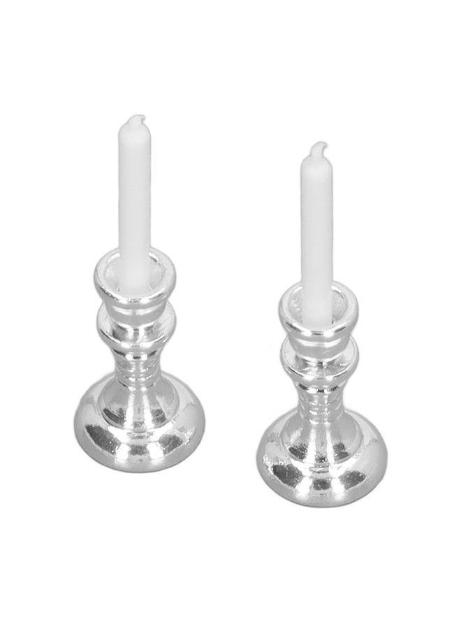 كيلا شمعدان مصغر بمقياس 1/12، مصنوع من مادة معدنية فضية عتيقة لطيفة قابلة للحمل، مناسب لتزيين بيت الدمية - Image 4