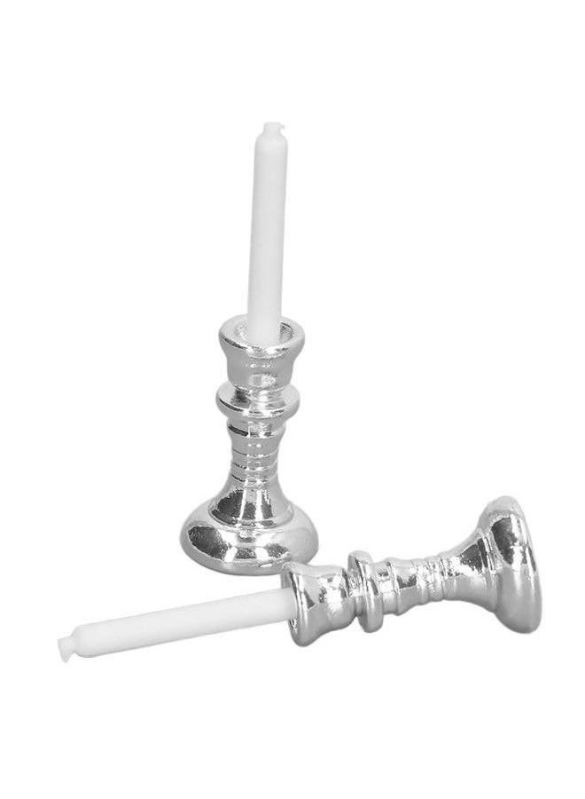 كيلا شمعدان مصغر بمقياس 1/12، مصنوع من مادة معدنية فضية عتيقة لطيفة قابلة للحمل، مناسب لتزيين بيت الدمية - Image 5