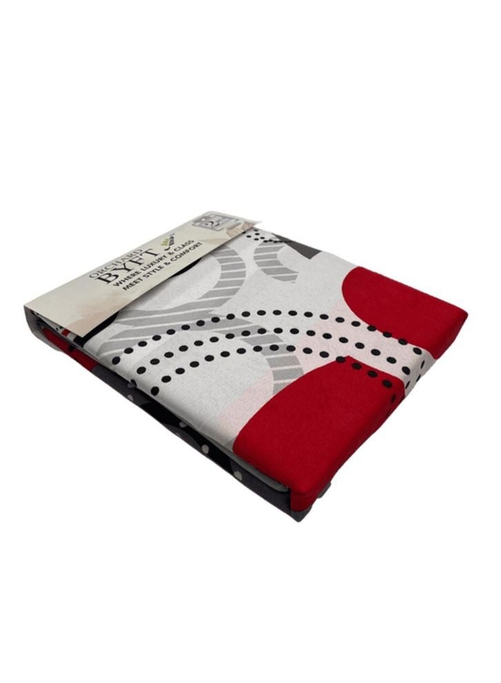 BYFT ملاءة فردية مطبوعة بنمط هندسي دائري باللون الأبيض من BYFT Orchard Comfort مع غطاء وسادة واحد 150 × 230 سم من الألياف الدقيقة  - Image 2