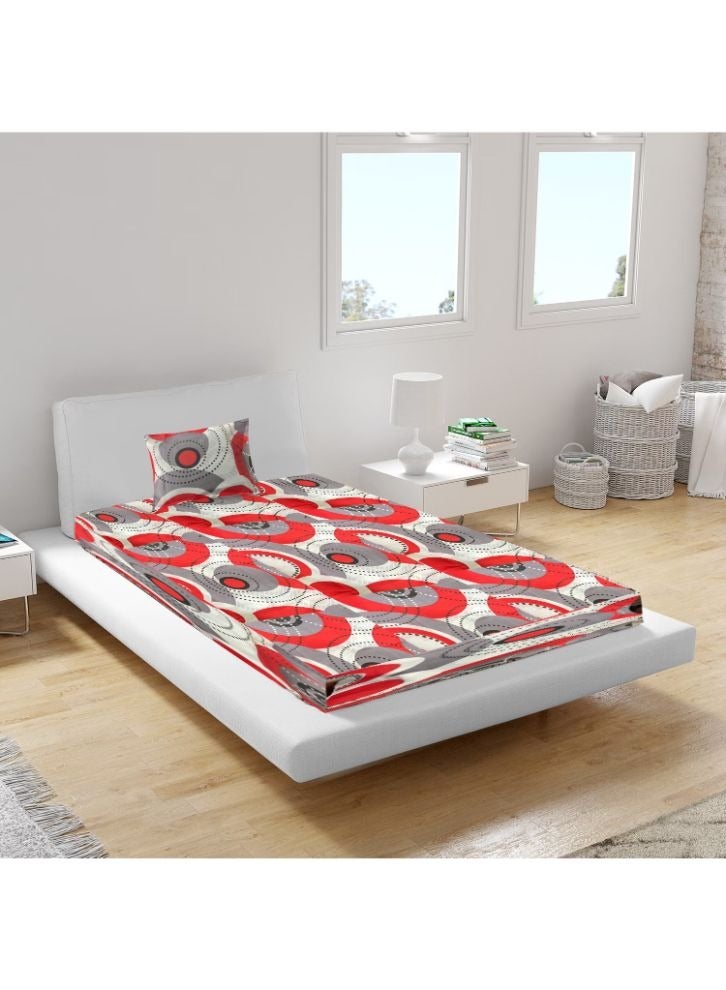 BYFT ملاءة فردية مطبوعة بنمط هندسي دائري باللون الأبيض من BYFT Orchard Comfort مع غطاء وسادة واحد 150 × 230 سم من الألياف الدقيقة  - Image 3