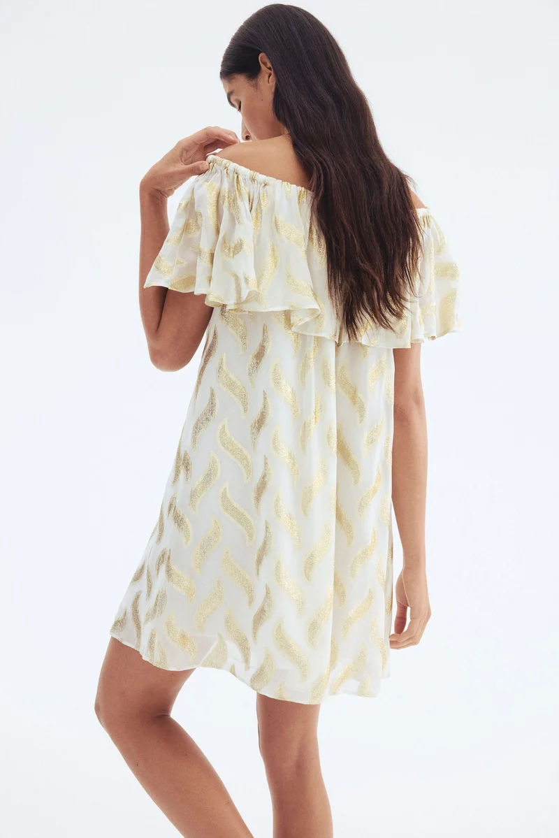 H&M Jacquard-weave off-the-shoulder dress