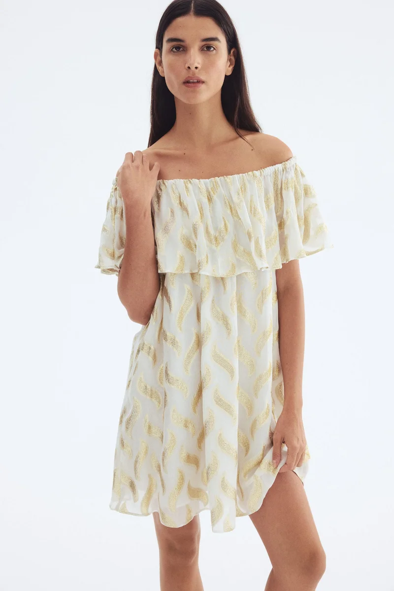 H&M Jacquard-weave off-the-shoulder dress