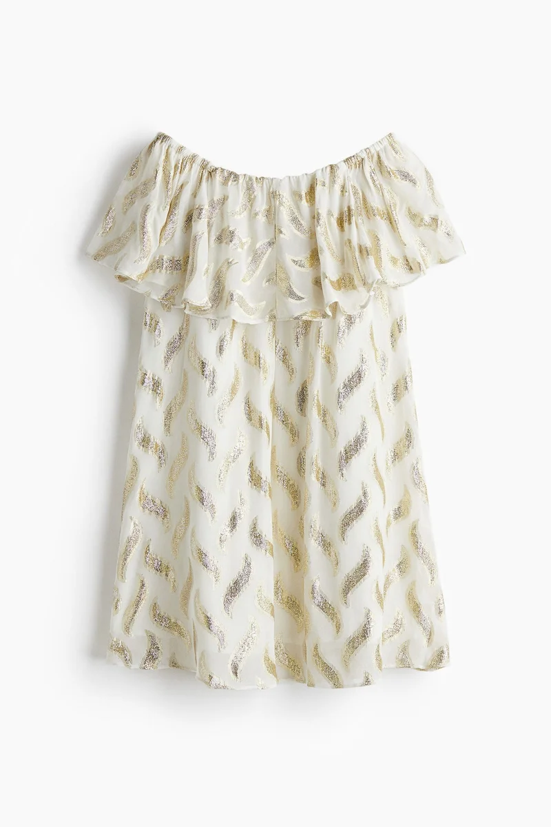 H&M Jacquard-weave off-the-shoulder dress