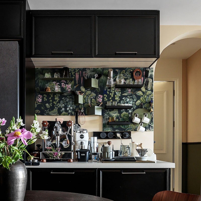 Ismoon Green Wallpaper Peel and Stick Vintage Floral Stick on Wall Paper 16.1x78.7in Moody Tropical Contact Paper Jungle Dark Botanical Leaf Removable Self Adhesive Wallpaper for Bedroom, Black/Green - Image 3