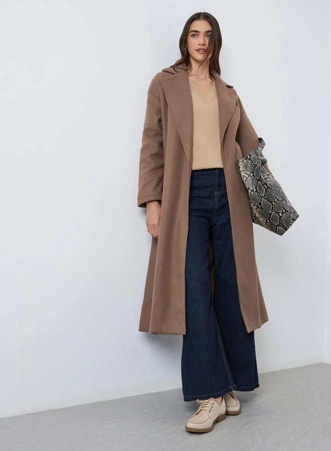 Styli Styli Women Brown Midi Belted Coat