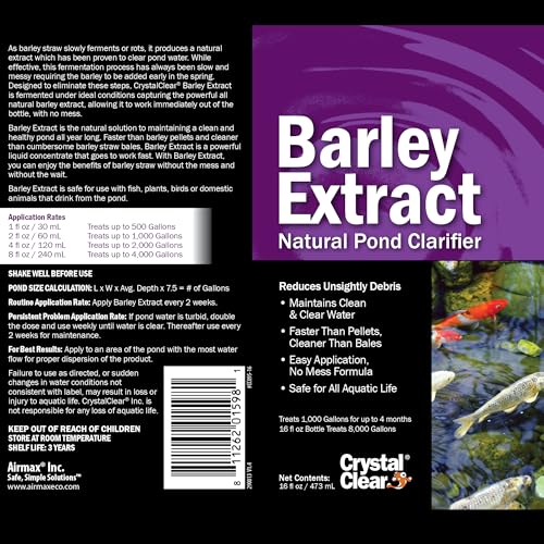 Crystal Clear CrystalClear Barley Extract Water Garden & Fountain Clarifier, Natural Liquid Concentrate to Treat Cloudy Ponds, Koi Fish, Plant & Pet Safe, 1 Gallon - Image 2