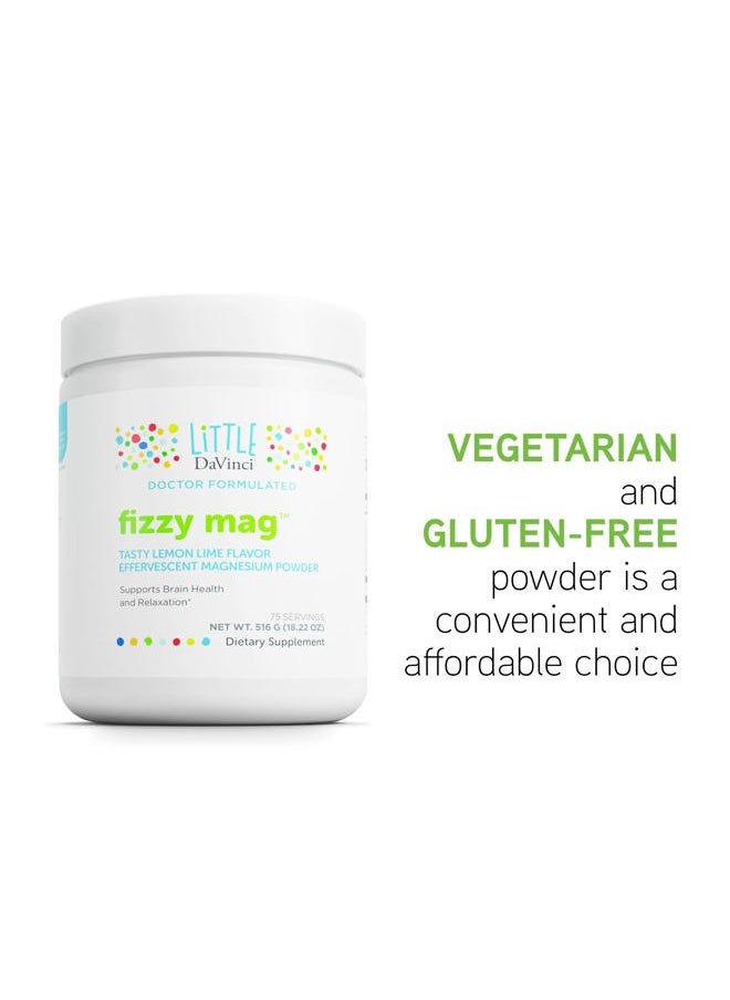 Davinci Little Fizzy Mag - Effervescent Magnesium Supplement for Kids to Support Brain Health, Relaxation and Behavior - with Calcium, Riboflavin - Lemon Lime Flavor - 516 g, 75 Servings  - Image 5