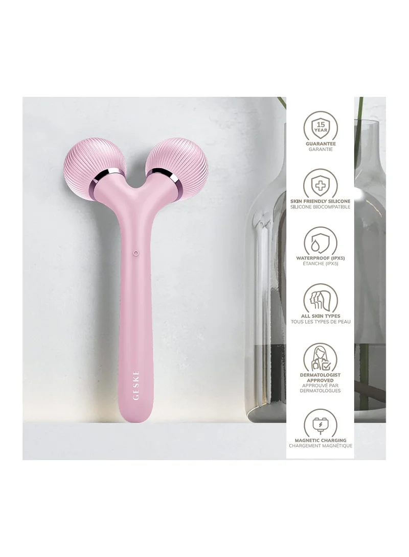 GESKE SmartAppGuided Sonic Facial & Body Roller 4 in 1 Device for Face and Body Dermaroll Professional Face Roller Tightens and Defines Body and Face Pink