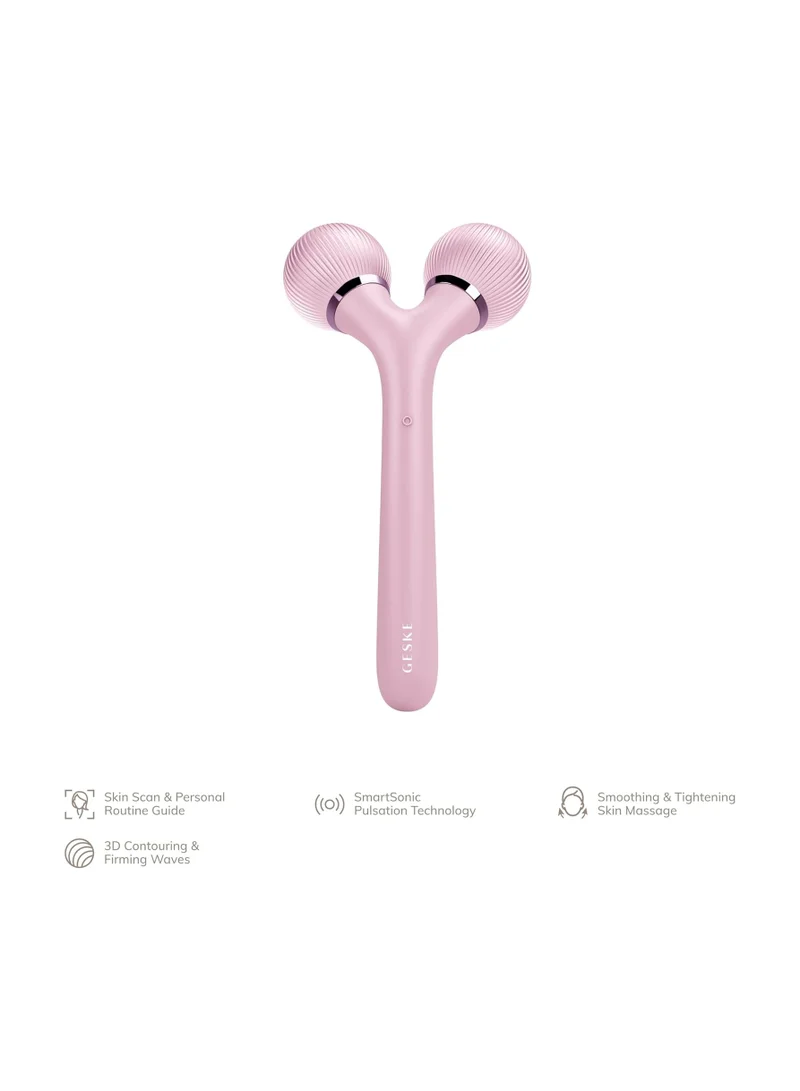GESKE SmartAppGuided Sonic Facial & Body Roller 4 in 1 Device for Face and Body Dermaroll Professional Face Roller Tightens and Defines Body and Face Pink