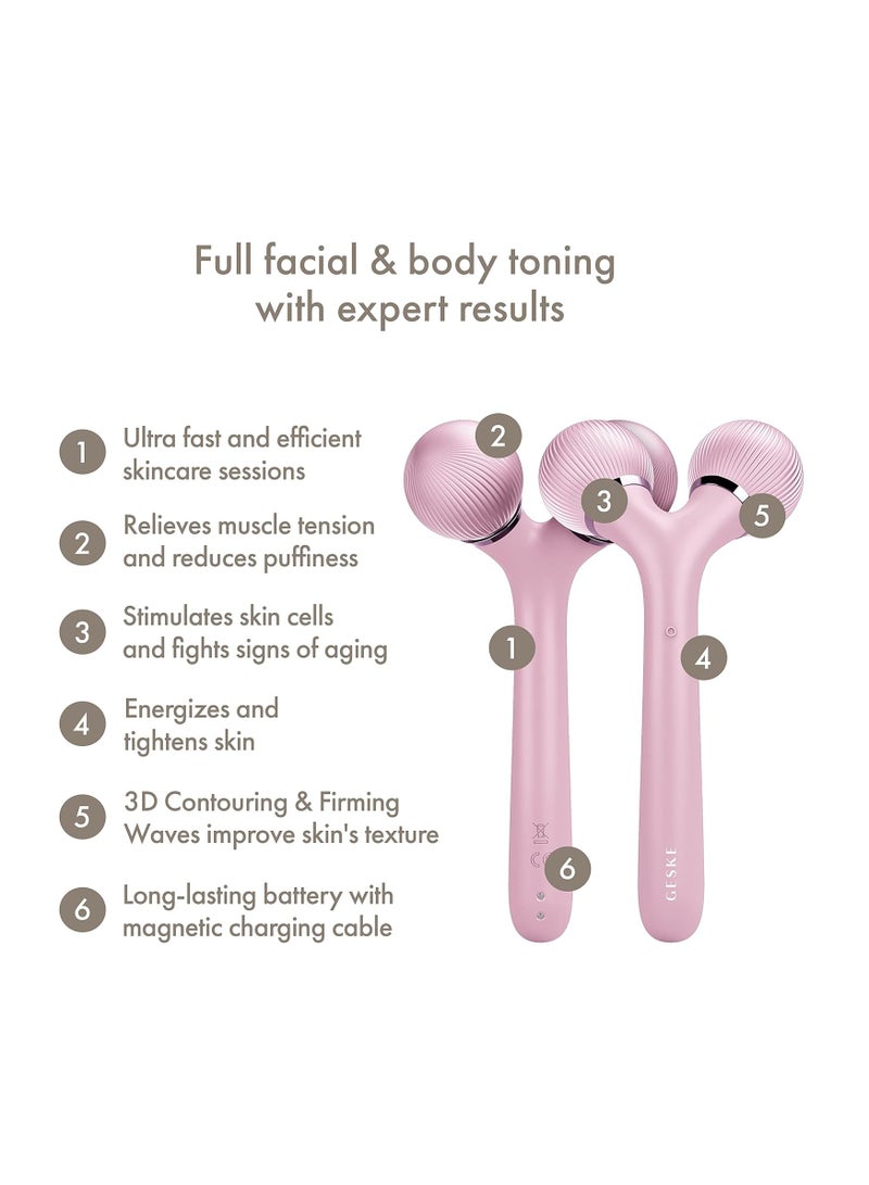 GESKE SmartAppGuided Sonic Facial & Body Roller 4 in 1 Device for Face and Body Dermaroll Professional Face Roller Tightens and Defines Body and Face Pink - Image 2