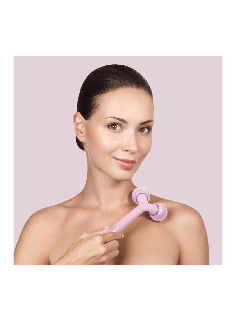 GESKE SmartAppGuided Sonic Facial & Body Roller 4 in 1 Device for Face and Body Dermaroll Professional Face Roller Tightens and Defines Body and Face Pink - Image 3