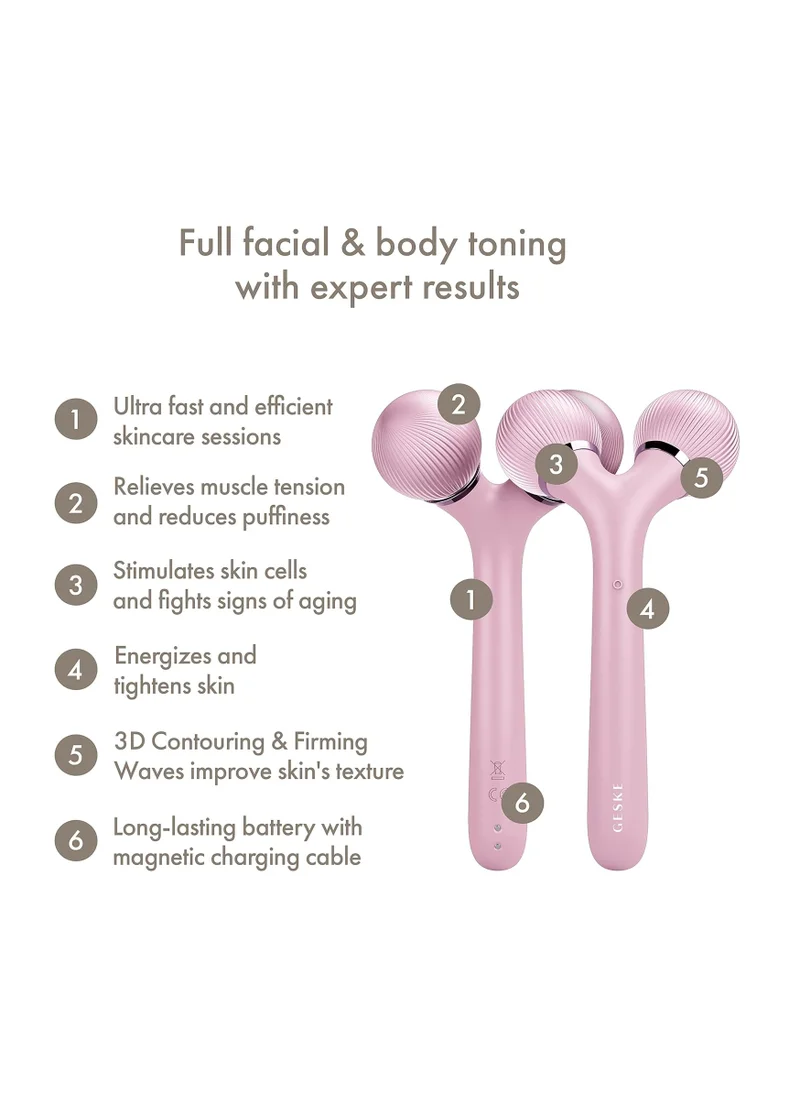 جيسكي SmartAppGuided Sonic Facial & Body Roller 4 in 1 Derma Roller Device for Face and Body Dermaroll Professional Face Roller Tightens and Defines Body and Face Pink