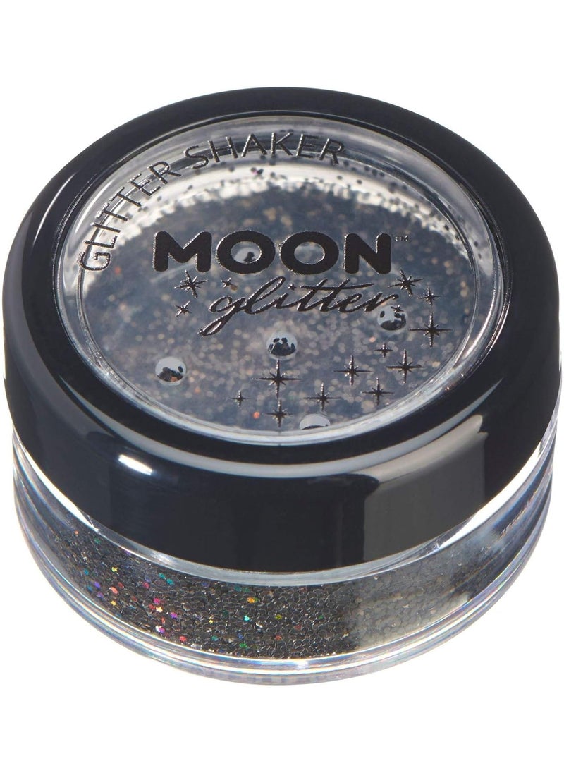 Moon Glitter - Moon Glitter Holographic Glitter Shakers 100% Cosmetic Glitter for Face, Body, Nails, Hair and Lips - 0.17oz - Black - Image 1