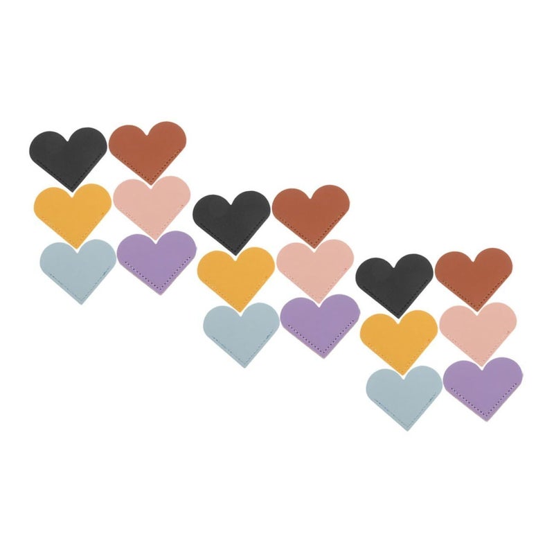 18 PU Leather Heart Shaped Bookmarks Multicolor Page Corner Holders For Students - Image 2