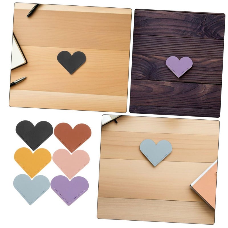 18 PU Leather Heart Shaped Bookmarks Multicolor Page Corner Holders For Students - Image 4