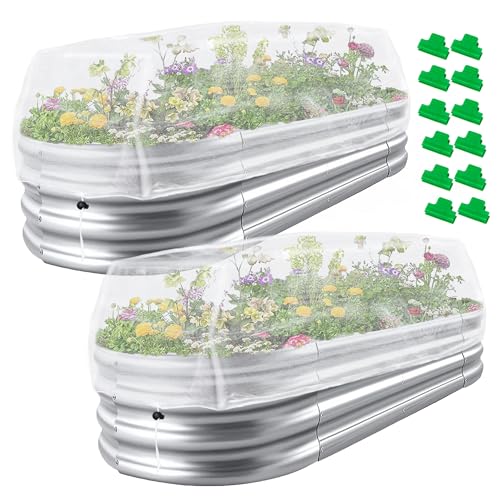 UYEDUJZ 2 Pack Garden Netting for Raised Beds, 4x2FT Raised Bed Plant Covers for Garden Protection, Fine Mesh Bird Netting Pest Barrier Screen with Drawstring and Clips for Protecting Vegetables Fruits Crops - Image 1