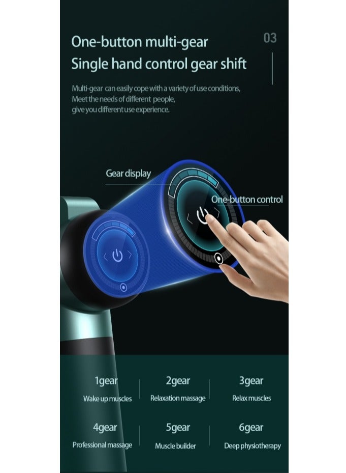 Generic Handheld pain relief body massage gun, massage device, fascia gun to relieve sports pain, 6 adjustable gear (Green)  - Image 4