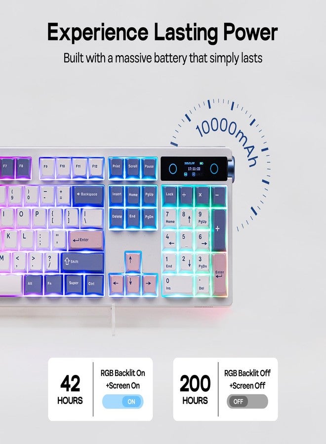 ابوماكر لوحة مفاتيح ميكانيكية كاملة الحجم EPOMAKER TH108 PRO مع شاشة ومقبض، لوحة مفاتيح ألعاب لاسلكية ببطارية 10000 مللي أمبير، حشية كريمية، تبديل سريع، برنامج تشغيل مخصص، إضاءة خلفية RGB (أبيض، كريمي أخضر) - Image 4