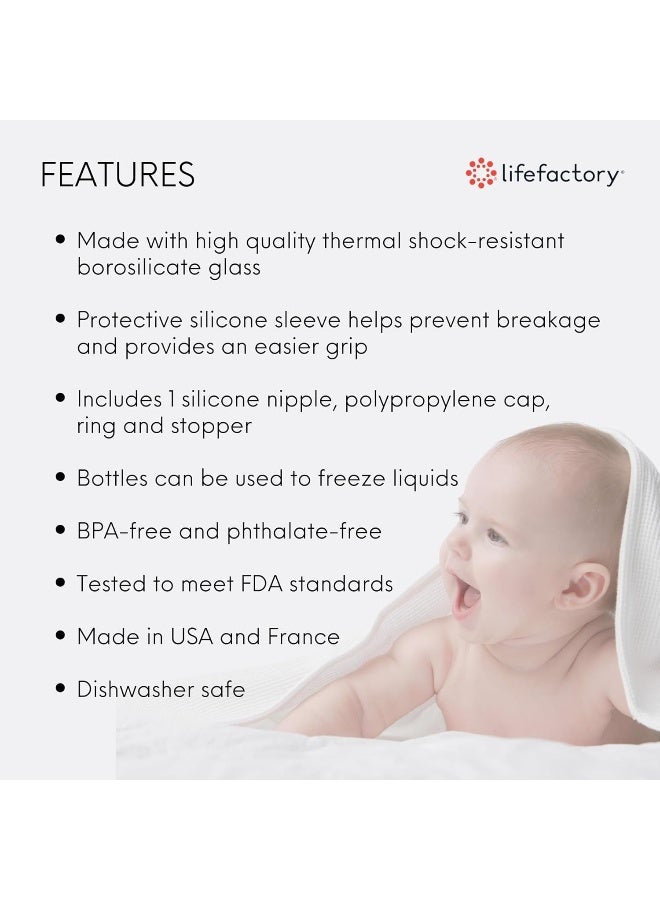 Lifefactory 9-Ounce Glass Baby Bottle with Stage 2 Nipple and Protective Silicone Sleeve Raspberry - Image 3